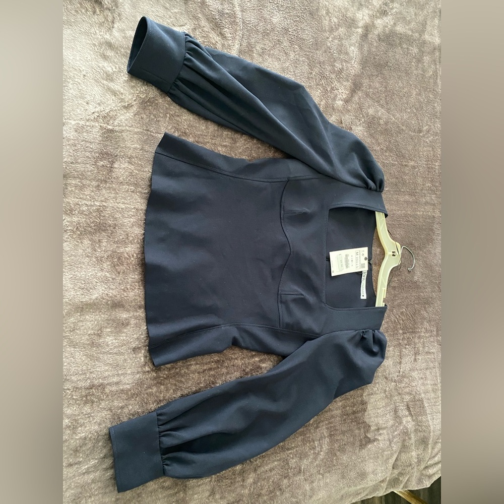 NWT Zara Black Square Neck Puff Sleeve Top - Size M